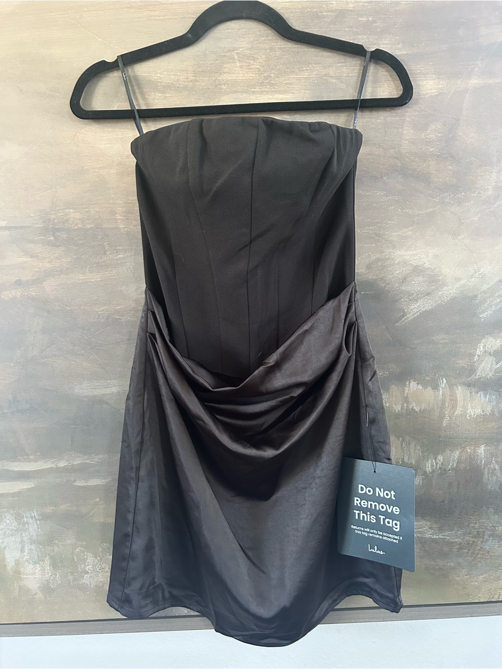 Lulu's Black Strapless Satin-Accent Mini Dress